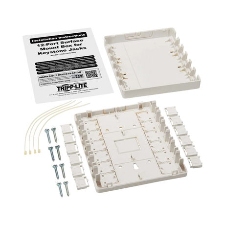 Tripp Lite Surface-Mount Box for Keystone Jacks, 12 Ports, White, TAA — Being Shipped
