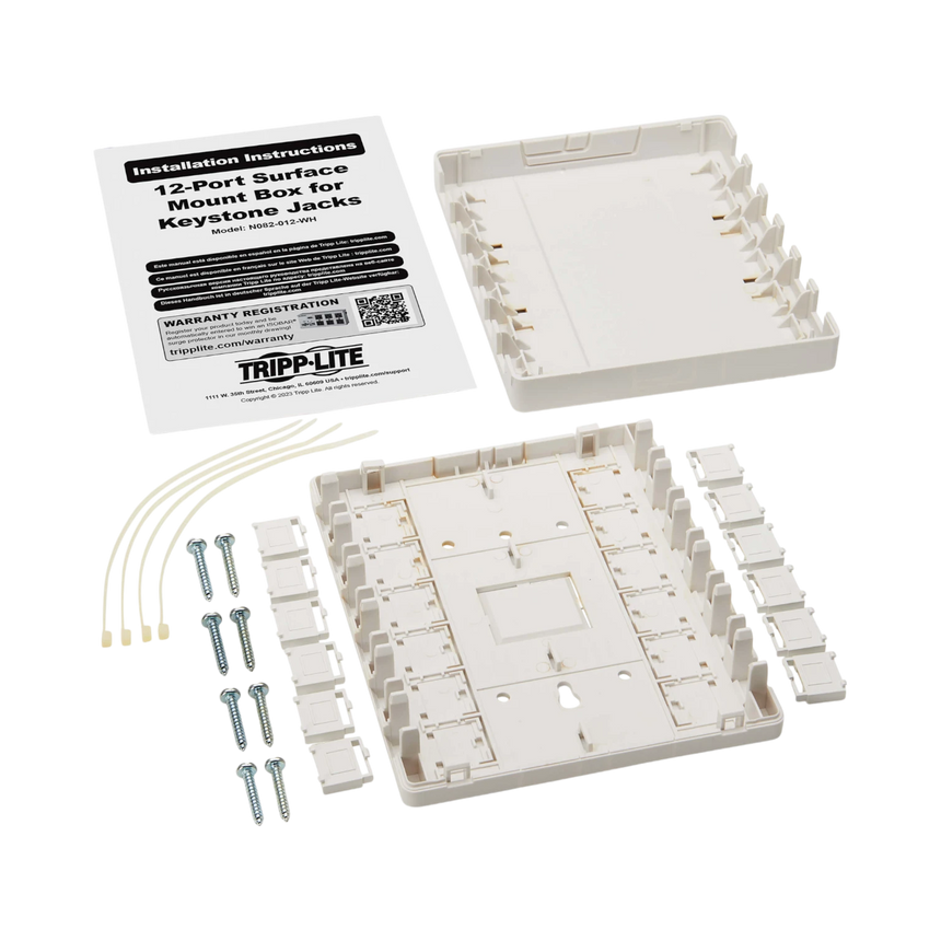 Tripp Lite Surface-Mount Box for Keystone Jacks, 12 Ports, White, TAA — Being Shipped