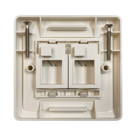 Tripp Lite 2-Port UK-Style Wall Plate, Unloaded Shuttered Module, White — Being Shipped