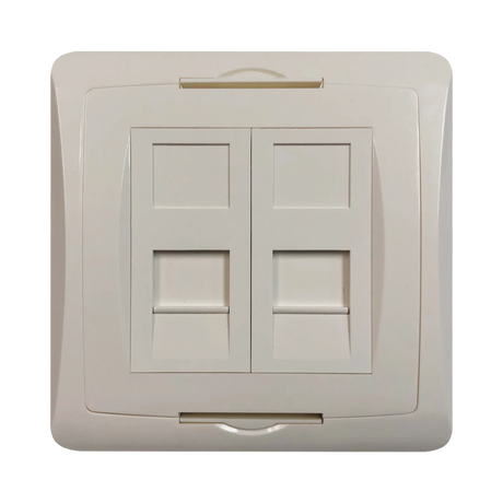 Tripp Lite 2-Port UK-Style Wall Plate, Unloaded Shuttered Module, White — Being Shipped