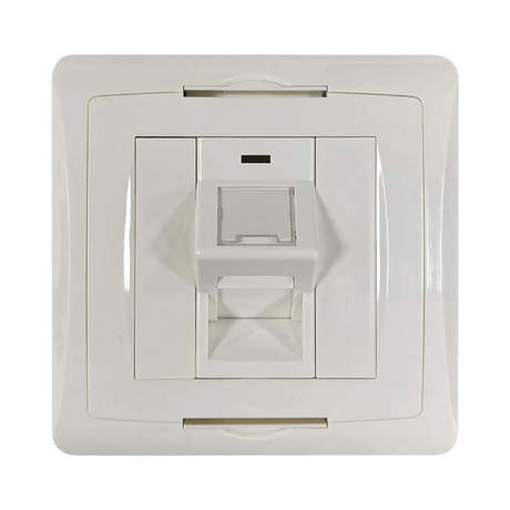 Tripp Lite 1-Port UK-Style Wall Plate, Unloaded Shuttered Angled Module, White, TAA — Being Shipped