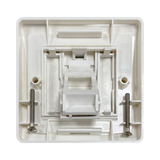 Tripp Lite 1-Port UK-Style Wall Plate, Unloaded Shuttered Angled Module, White, TAA — Being Shipped