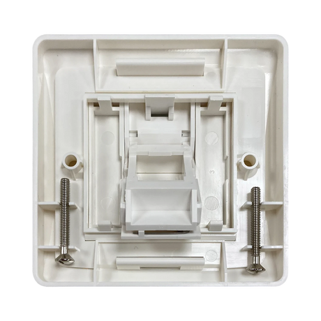 Tripp Lite 1-Port UK-Style Wall Plate, Unloaded Shuttered Angled Module, White, TAA — Being Shipped
