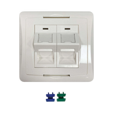 Tripp Lite 2-Port UK-Style Wall Plate, Unloaded Shuttered Angled Module, White, TAA — Being Shipped