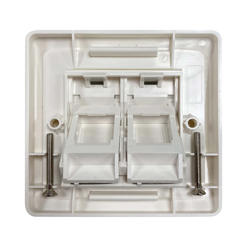 Tripp Lite 2-Port UK-Style Wall Plate, Unloaded Shuttered Angled Module, White, TAA — Being Shipped