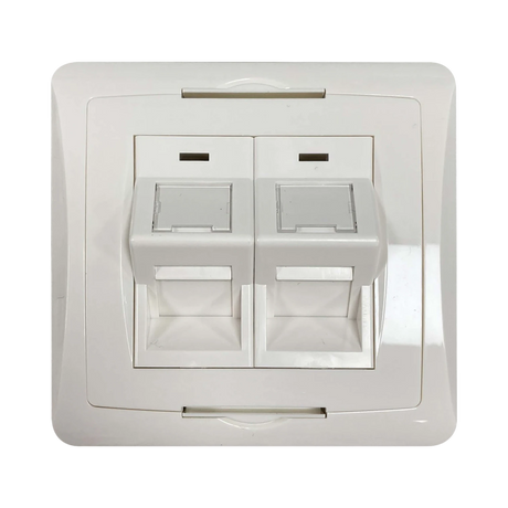 Tripp Lite 2-Port UK-Style Wall Plate, Unloaded Shuttered Angled Module, White, TAA — Being Shipped