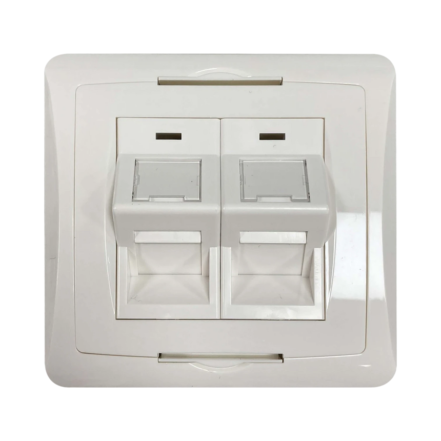 Tripp Lite 2-Port UK-Style Wall Plate, Unloaded Shuttered Angled Module, White, TAA — Being Shipped