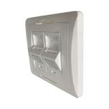 Tripp Lite 2-Port UK-Style Wall Plate, Unloaded Shuttered Angled Module, White, TAA — Being Shipped