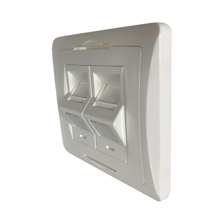 Tripp Lite 2-Port UK-Style Wall Plate, Unloaded Shuttered Angled Module, White, TAA — Being Shipped