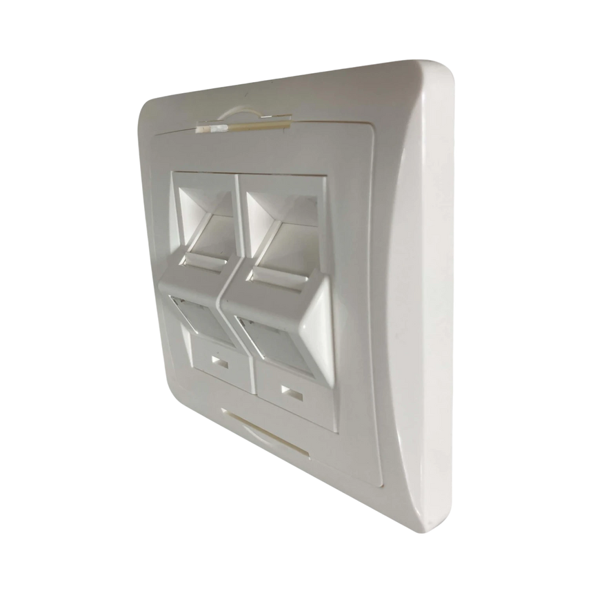 Tripp Lite 2-Port UK-Style Wall Plate, Unloaded Shuttered Angled Module, White, TAA — Being Shipped