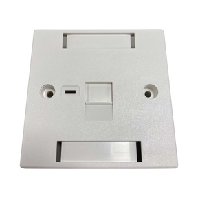 Tripp Lite 1-Port UK-Style Keystone Wall Plate, Unloaded Shuttered Module, Icon Tab, White, TAA — Being Shipped