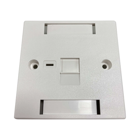 Tripp Lite 1-Port UK-Style Keystone Wall Plate, Unloaded Shuttered Module, Icon Tab, White, TAA — Being Shipped