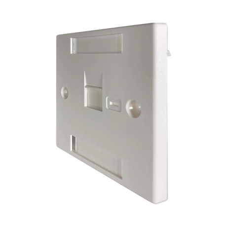 Tripp Lite 1-Port UK-Style Keystone Wall Plate, Unloaded Shuttered Module, Icon Tab, White, TAA — Being Shipped