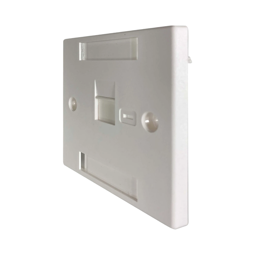 Tripp Lite 1-Port UK-Style Keystone Wall Plate, Unloaded Shuttered Module, Icon Tab, White, TAA — Being Shipped