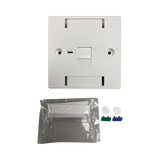 Tripp Lite 1-Port UK-Style Keystone Wall Plate, Unloaded Shuttered Module, Icon Tab, White, TAA — Being Shipped