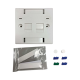 Tripp Lite 2-Port UK-Style Keystone Wall Plate, Unloaded Shuttered Module, Icon Tabs, White, TAA — Being Shipped