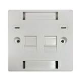 Tripp Lite 2-Port UK-Style Keystone Wall Plate, Unloaded Shuttered Module, Icon Tabs, White, TAA — Being Shipped