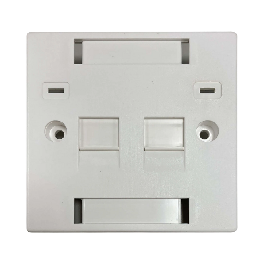 Tripp Lite 2-Port UK-Style Keystone Wall Plate, Unloaded Shuttered Module, Icon Tabs, White, TAA — Being Shipped