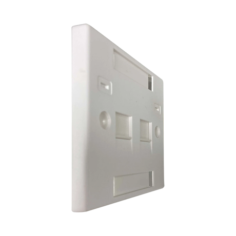 Tripp Lite 2-Port UK-Style Keystone Wall Plate, Unloaded Shuttered Module, Icon Tabs, White, TAA — Being Shipped