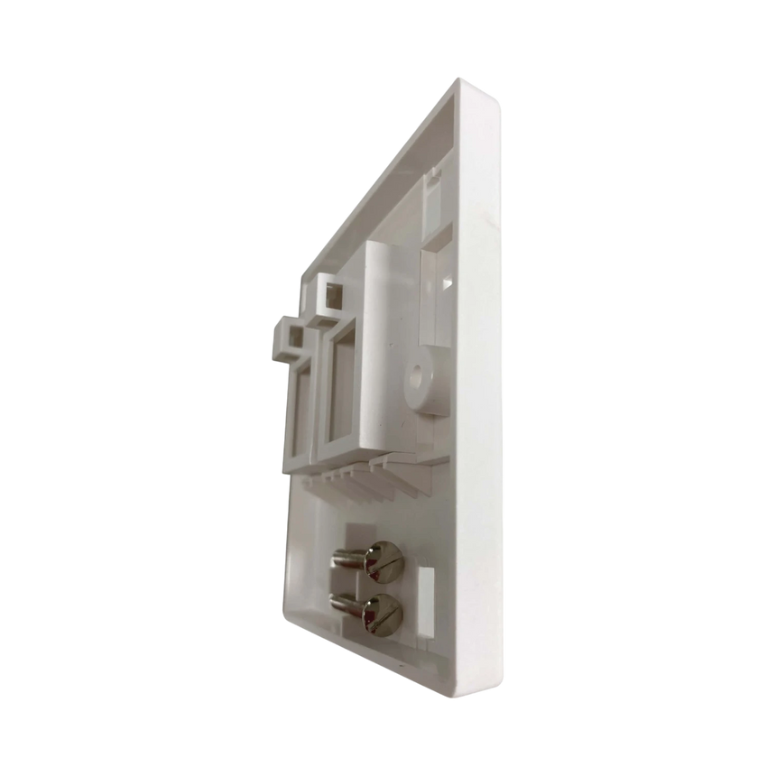 Tripp Lite 2-Port UK-Style Keystone Wall Plate, Unloaded Shuttered Module, Icon Tabs, White, TAA — Being Shipped