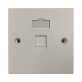 Tripp Lite 1-Port UK-Style Keystone Wall Plate, Unloaded Shuttered Module, White — Being Shipped