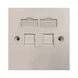 Tripp Lite 2-Port UK-Style Keystone Wall Plate, Unloaded Shuttered Module, White — Being Shipped