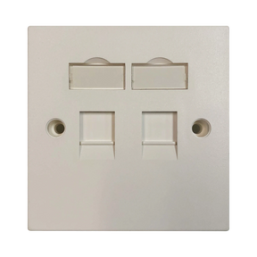 Tripp Lite 2-Port UK-Style Keystone Wall Plate, Unloaded Shuttered Module, White — Being Shipped