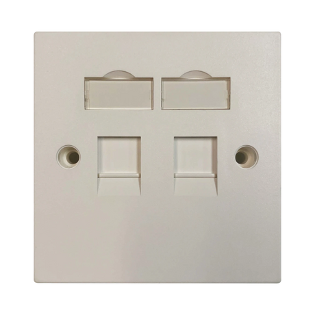 Tripp Lite 2-Port UK-Style Keystone Wall Plate, Unloaded Shuttered Module, White — Being Shipped