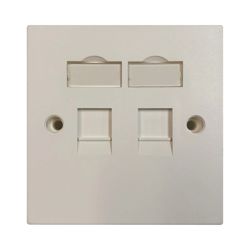 Tripp Lite 2-Port UK-Style Keystone Wall Plate, Unloaded Shuttered Module, White — Being Shipped