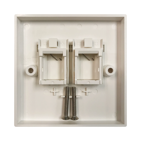 Tripp Lite 2-Port UK-Style Keystone Wall Plate, Unloaded Shuttered Module, White — Being Shipped