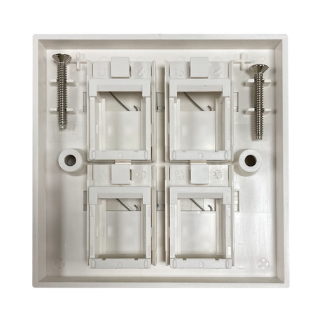 Tripp Lite 4-Port UK-Style Keystone Wall Plate, Unloaded Shuttered Module, White, TAA — Being Shipped