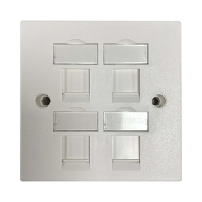 Tripp Lite 4-Port UK-Style Keystone Wall Plate, Unloaded Shuttered Module, White, TAA — Being Shipped