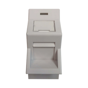 Tripp Lite 1-Port UK-Style Insert, Unloaded Shuttered Angled Module, 25 x 50 mm, Icon Tab, White — Being Shipped