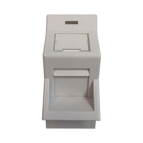 Tripp Lite 1-Port UK-Style Insert, Unloaded Shuttered Angled Module, 25 x 50 mm, Icon Tab, White — Being Shipped