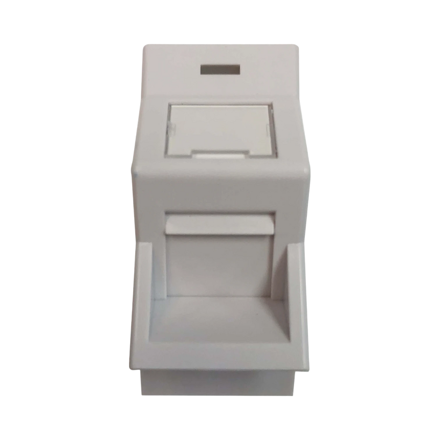 Tripp Lite 1-Port UK-Style Insert, Unloaded Shuttered Angled Module, 25 x 50 mm, Icon Tab, White — Being Shipped
