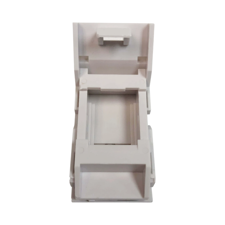 Tripp Lite 1-Port UK-Style Insert, Unloaded Shuttered Angled Module, 25 x 50 mm, Icon Tab, White — Being Shipped