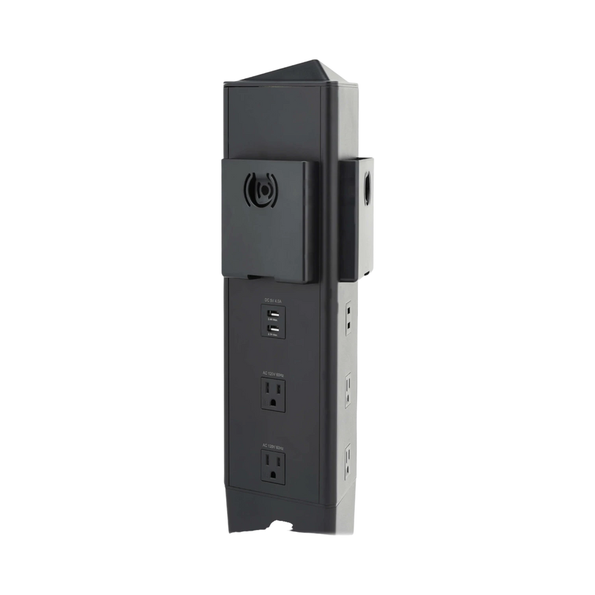 Tripp Lite Safe-IT 5-Port Mobile Power Tower and USB Charging Station - USB-C 60W, 4x USB-A, 6x 5-15R, Wireless Charging, 1000 Joules, 10 ft. Cord, Antimicrobial Protection — Being Shipped