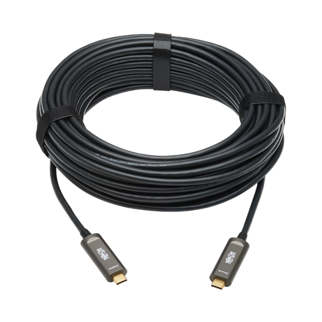 Tripp Lite USB-C to USB-C Plenum-Rated Fiber Active Optical Cable (AOC), 4K 60 Hz, HDR, 4:4:4, M/M, Black, 10 m (33 ft.) — Being Shipped