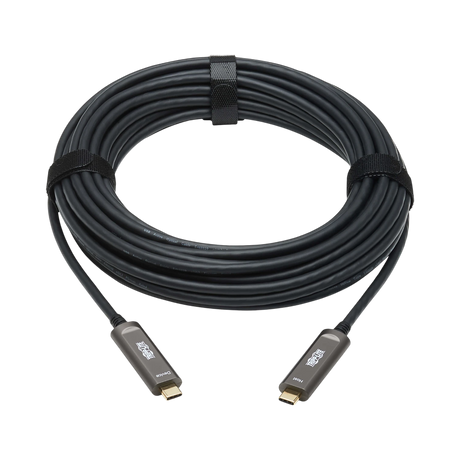 Tripp Lite USB-C AOC Cable (M/M), USB 3.2 Gen 2 (10 Gbps) Plenum-Rated Fiber Active Optical Cable, Data Only, Backward Compatible, Black, 10 m (33 ft.) — Being Shipped