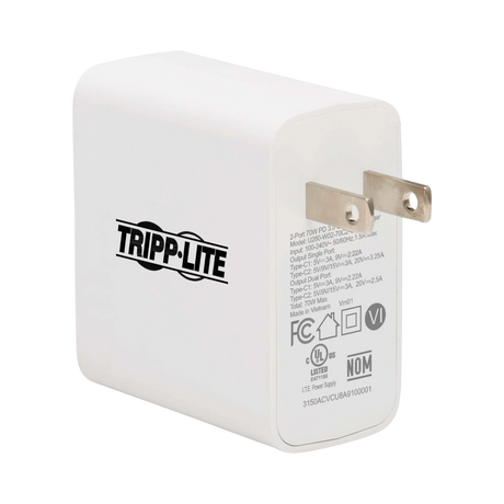 Tripp Lite Dual-Port 70W USB-C Wall Charger (White) — Being Shipped