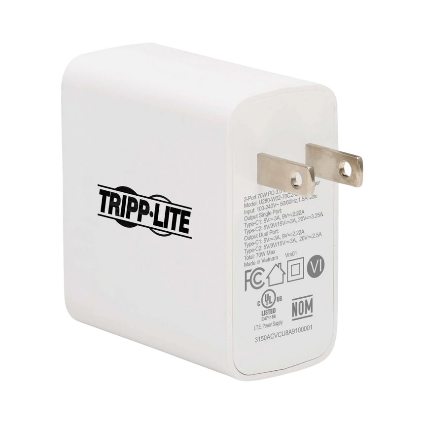 Tripp Lite Dual-Port 70W USB-C Wall Charger (White) — Being Shipped