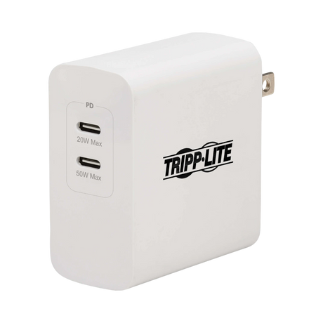 Tripp Lite Dual-Port 70W USB-C Wall Charger (White) — Being Shipped