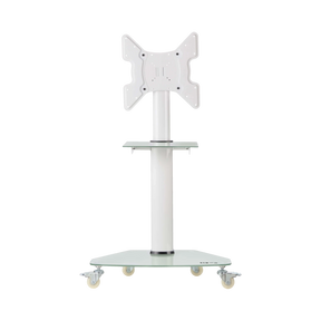 Tripp Lite Premier Rolling TV Cart for 32" to 55" Displays, Frosted Glass Base and Shelf, Locking Casters, White — Being Shipped