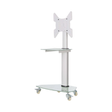 Tripp Lite Premier Rolling TV Cart for 32" to 55" Displays, Frosted Glass Base and Shelf, Locking Casters, White — Being Shipped