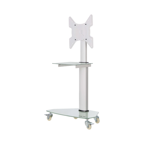 Tripp Lite Premier Rolling TV Cart for 32" to 55" Displays, Frosted Glass Base and Shelf, Locking Casters, White — Being Shipped