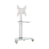 Tripp Lite Premier Rolling TV Cart for 32" to 55" Displays, Frosted Glass Base and Shelf, Locking Casters, White — Being Shipped
