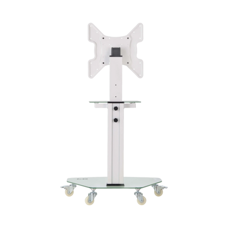 Tripp Lite Premier Rolling TV Cart for 32" to 55" Displays, Frosted Glass Base and Shelf, Locking Casters, White — Being Shipped