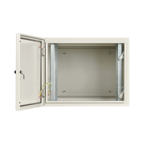 Tripp Lite SmartRack Industrial Enclosure with Lock, NEMA 4, Wall Mount, Metal Construction, Hinged Back, 28 in. Depth, 9U, Gray — Being Shipped