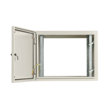 Tripp Lite SmartRack Industrial Enclosure with Lock, NEMA 4, Wall Mount, Metal Construction, Hinged Back, 28 in. Depth, 9U, Gray — Being Shipped