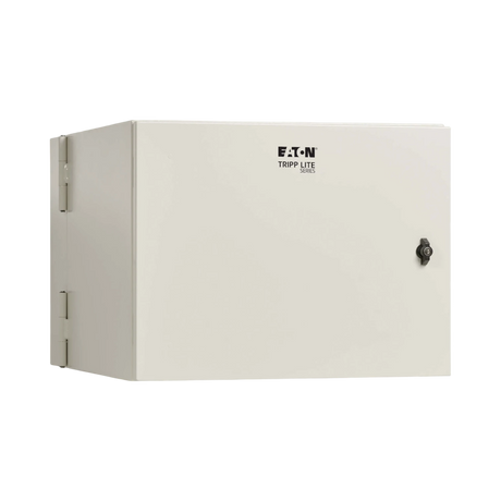 Tripp Lite SmartRack Industrial Enclosure with Lock, NEMA 4, Wall Mount, Metal Construction, Hinged Back, 28 in. Depth, 9U, Gray — Being Shipped